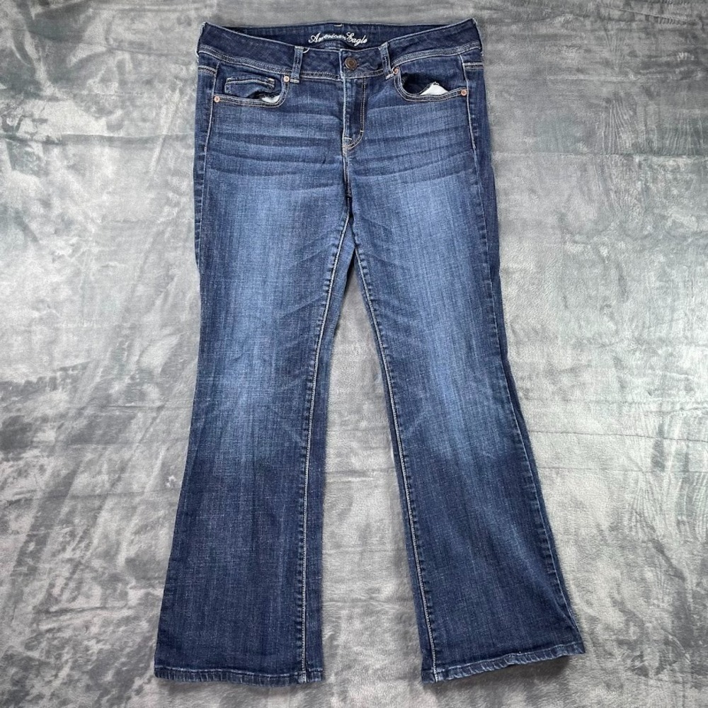 American Eagle Jeans Womens 14 Blue Dark Wash Y2K Original Bootcut Stretch